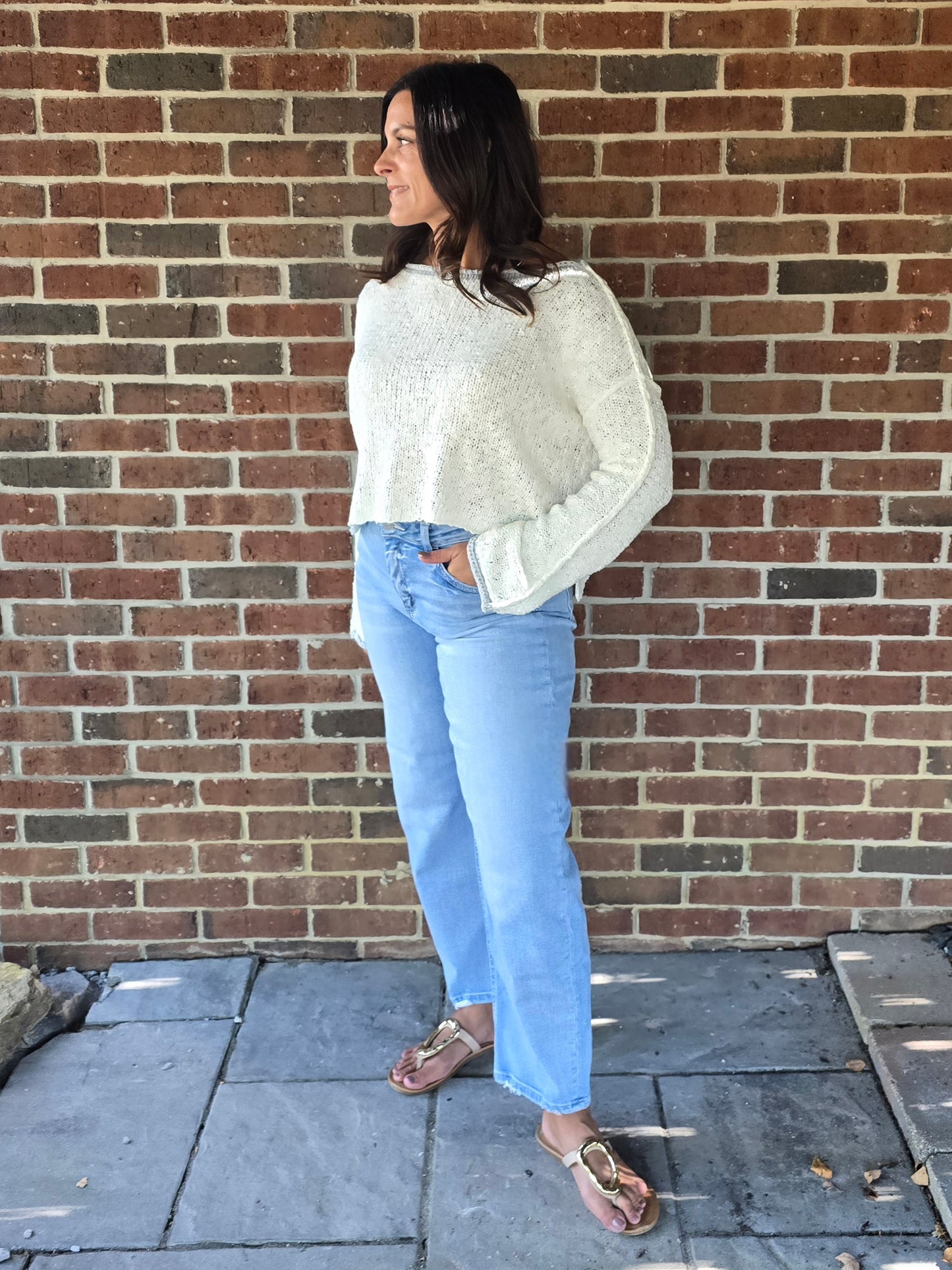 Slouchy Textured Knit Sweater
