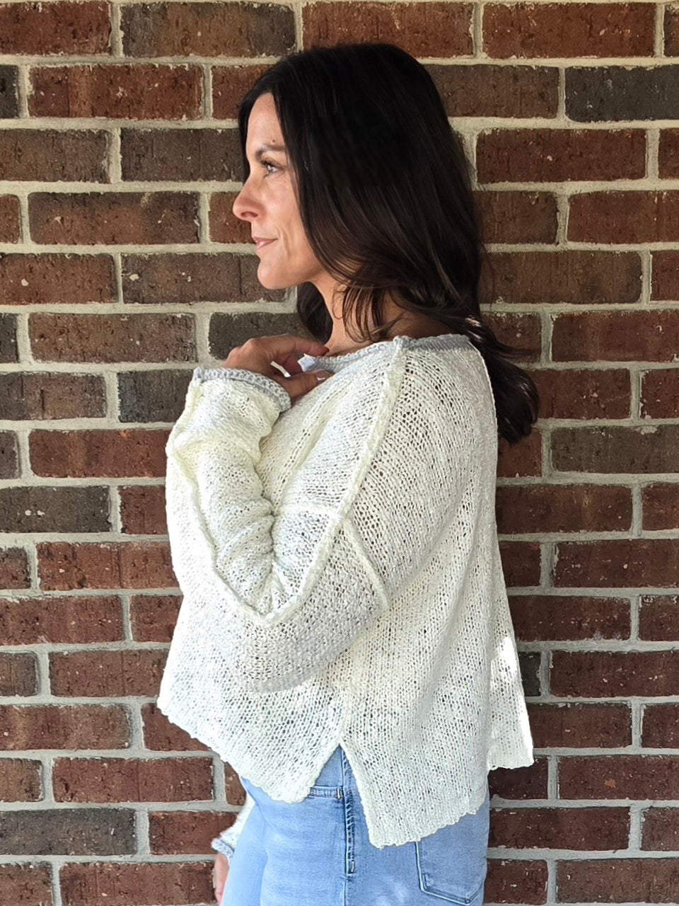 Slouchy Textured Knit Sweater