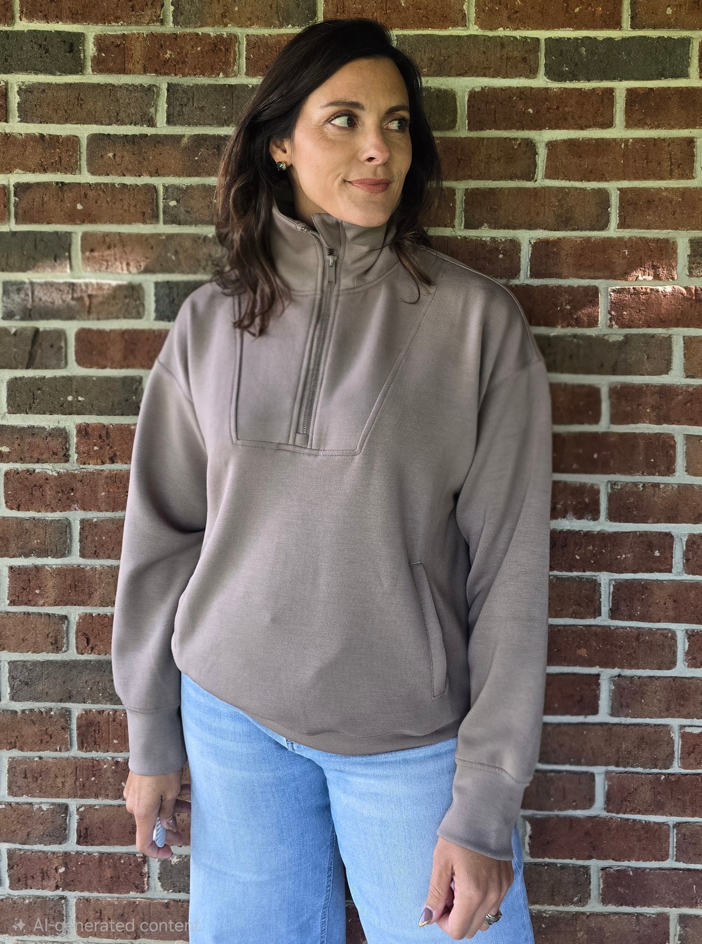 Mocha Modal Scuba Quarter Zip Pullover