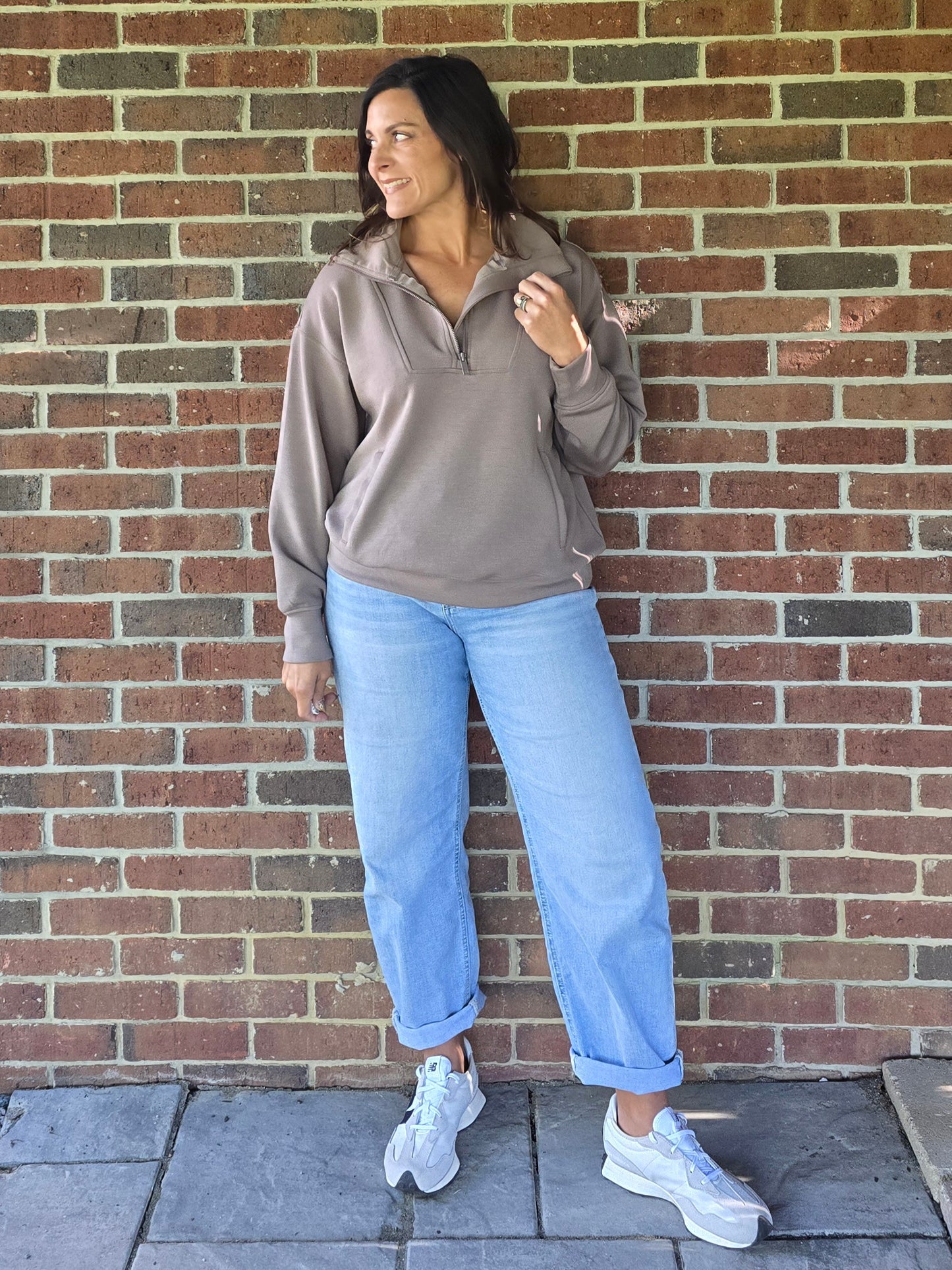 Mocha Modal Scuba Quarter Zip Pullover
