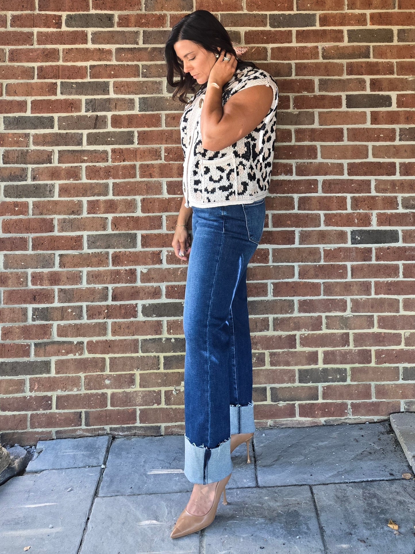 Leopard Knit Sweater Vest