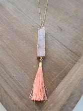 Load image into Gallery viewer, Druzy Bar and Tassel Necklace

