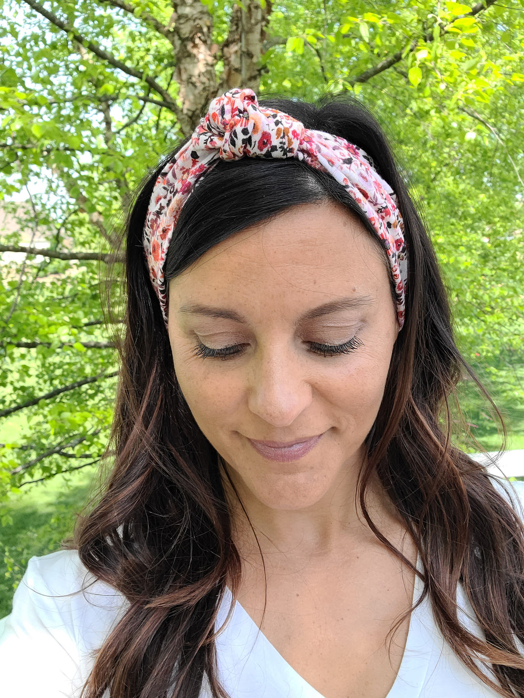 Red Floral Knotted Headwrap