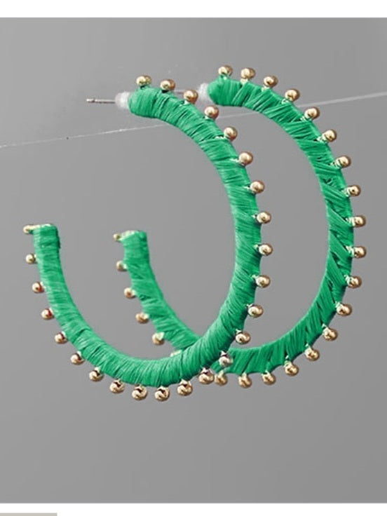 Raffia Studded Hoops