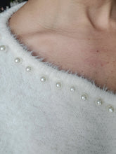 Load image into Gallery viewer, Pearl Detail Fuzzy Sweater
