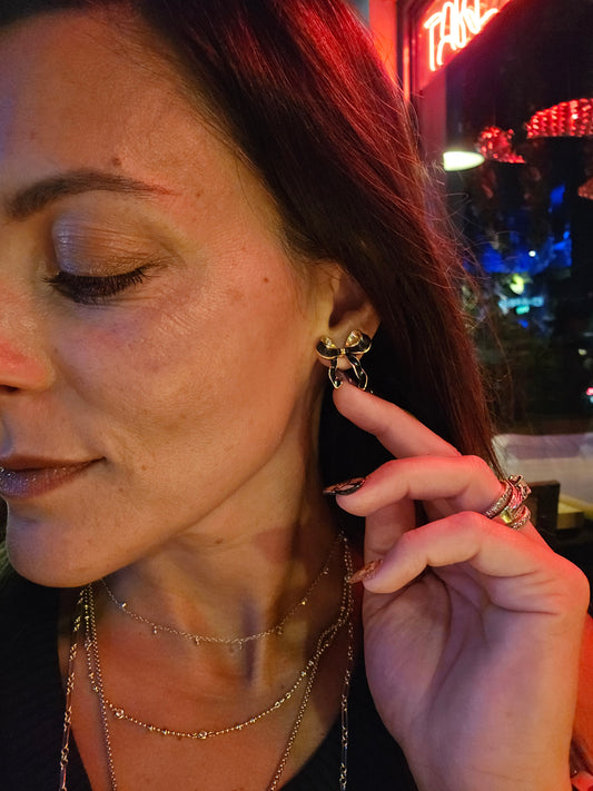 Black Enamel Bow Earrings