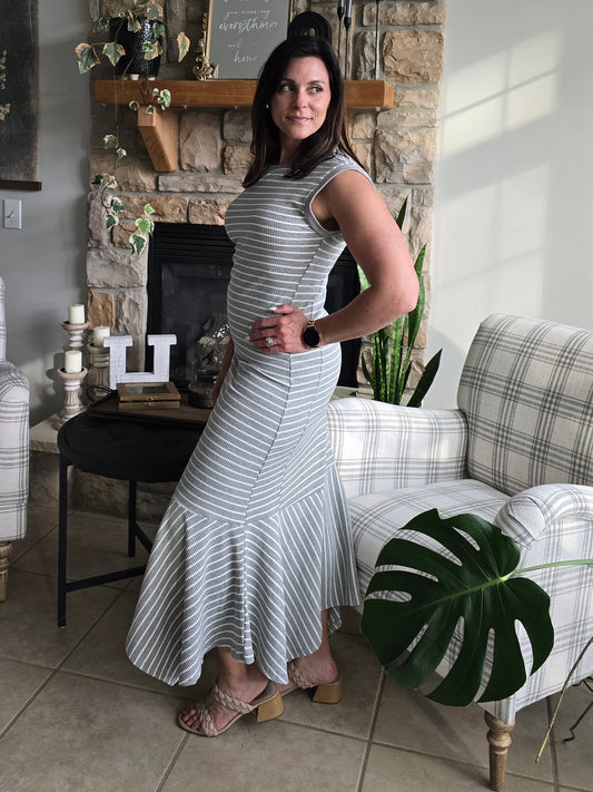 Ribbed Striped Maxi With Back Cutout Detail