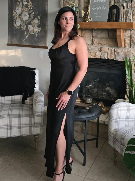 Black Tie Open Back Dress