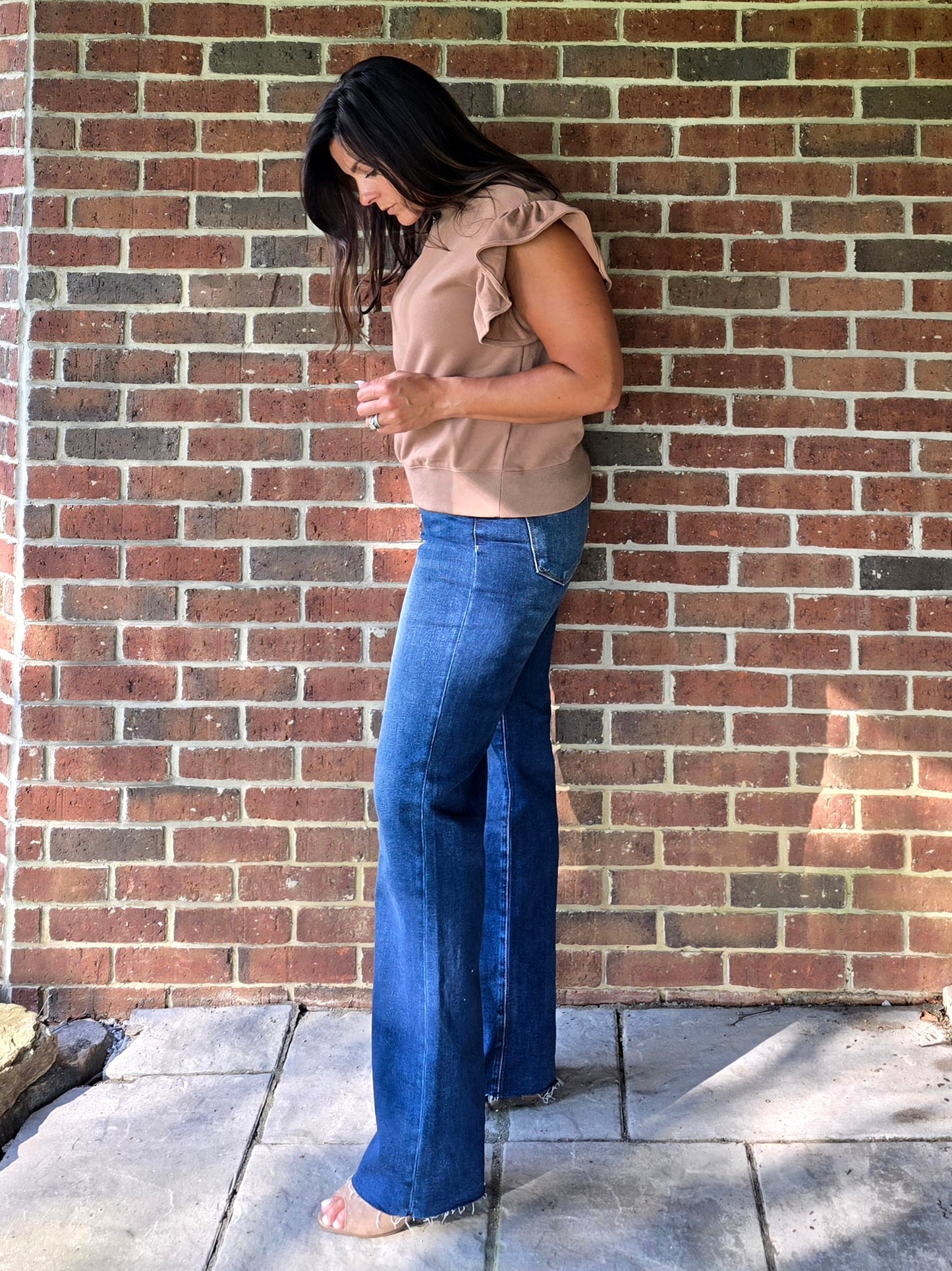 Tummy Control High Rise Dark Wash Straight Leg Jeans