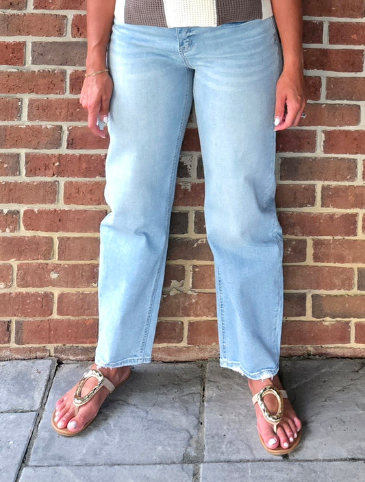 High Rise Barrel Leg Jeans