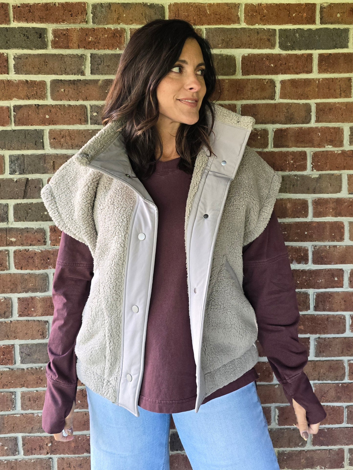 Oversized Micro Sherpa Vest