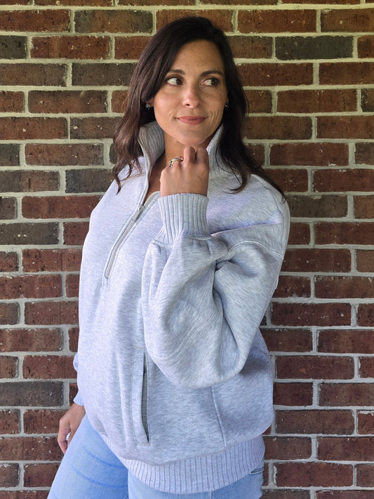 French Terry Fleece Quarter Zip Pullover