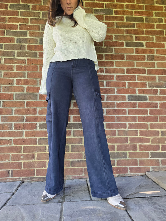 Risen High Rise Wide Leg Cargo Pant