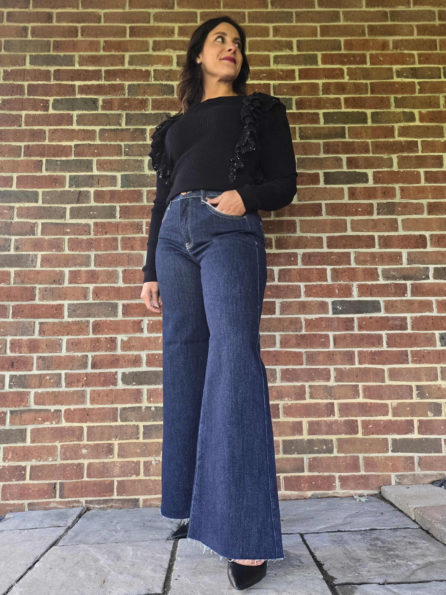 Gold Fleck High Rise Wide Leg Jeans