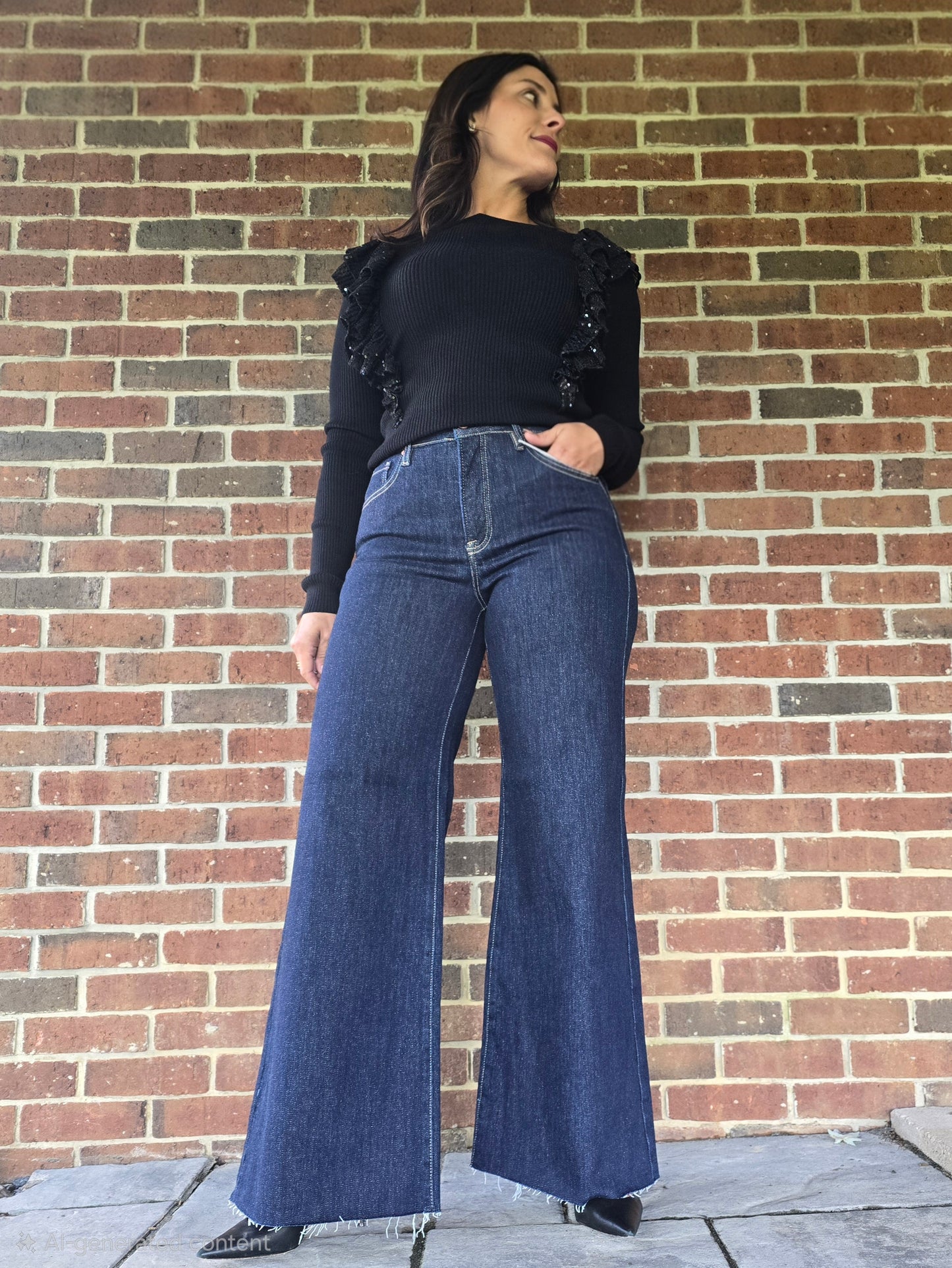 Gold Fleck High Rise Wide Leg Jeans