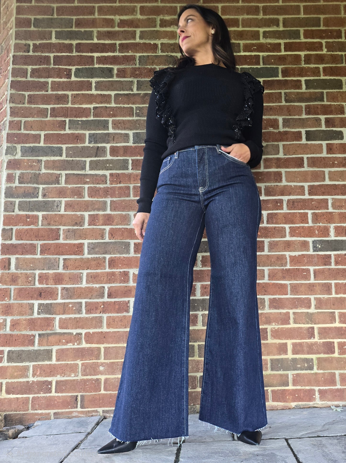 Gold Fleck High Rise Wide Leg Jeans