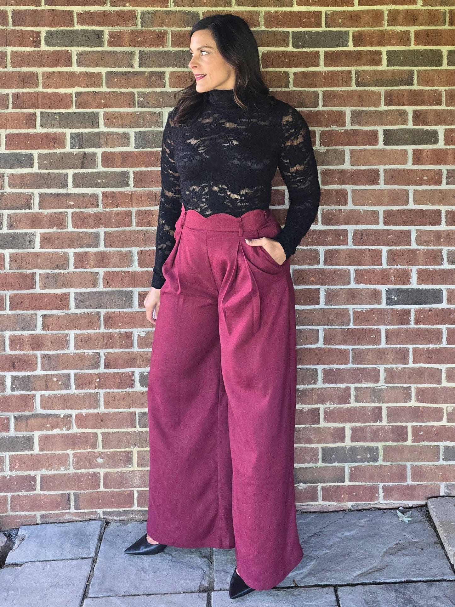 Black Lace Turtleneck Statement Top