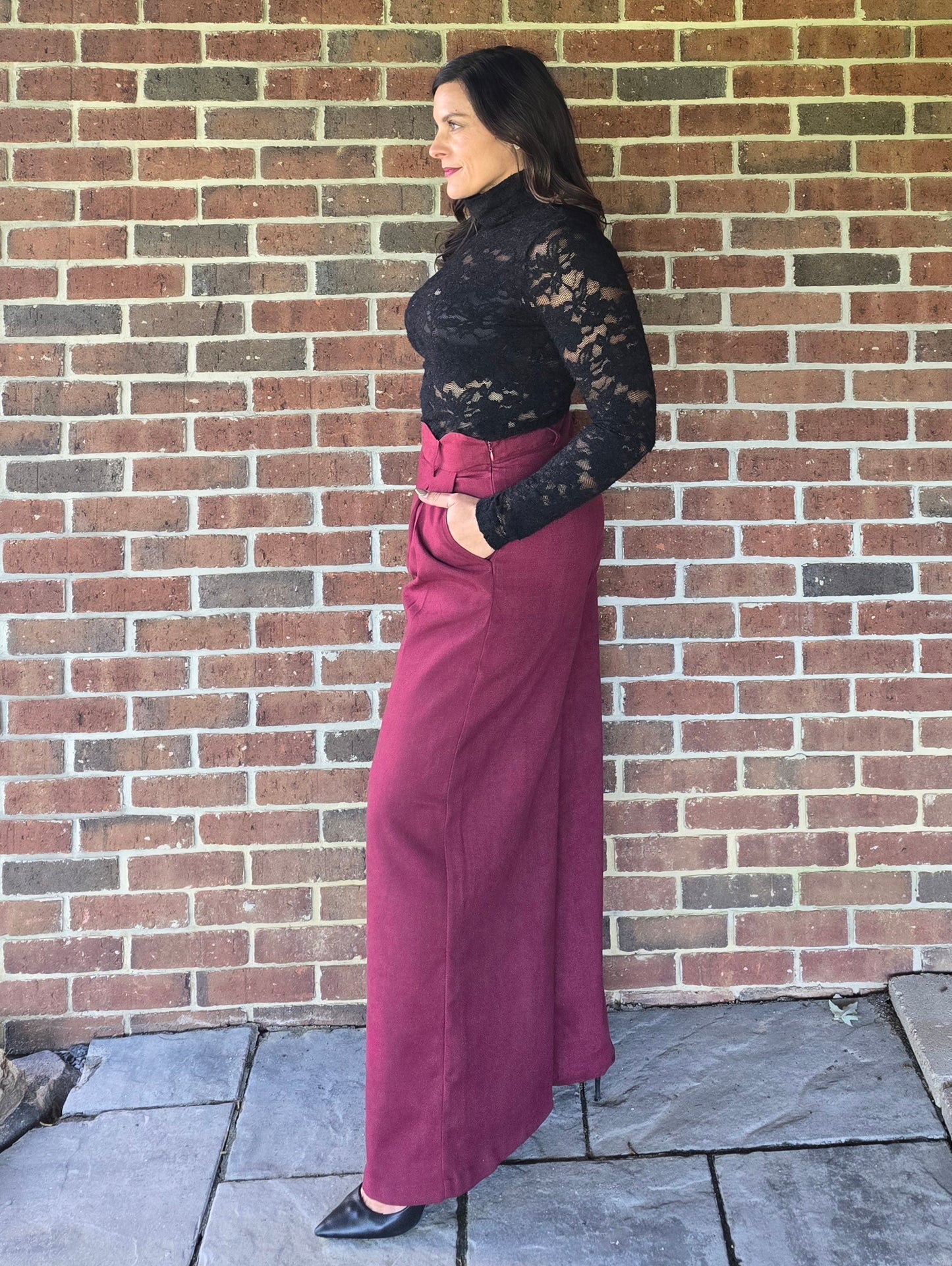 Black Lace Turtleneck Statement Top