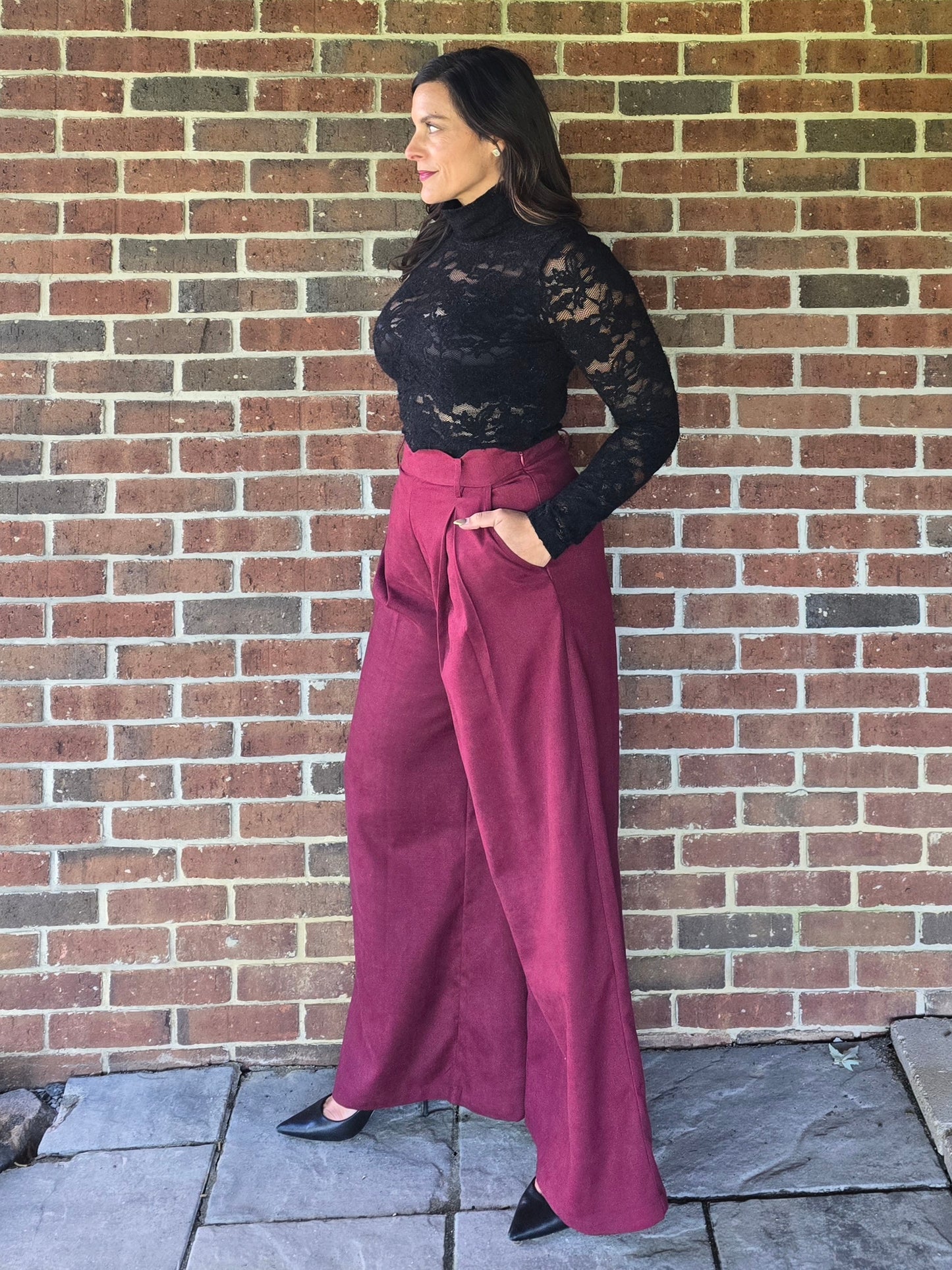 Black Lace Turtleneck Statement Top