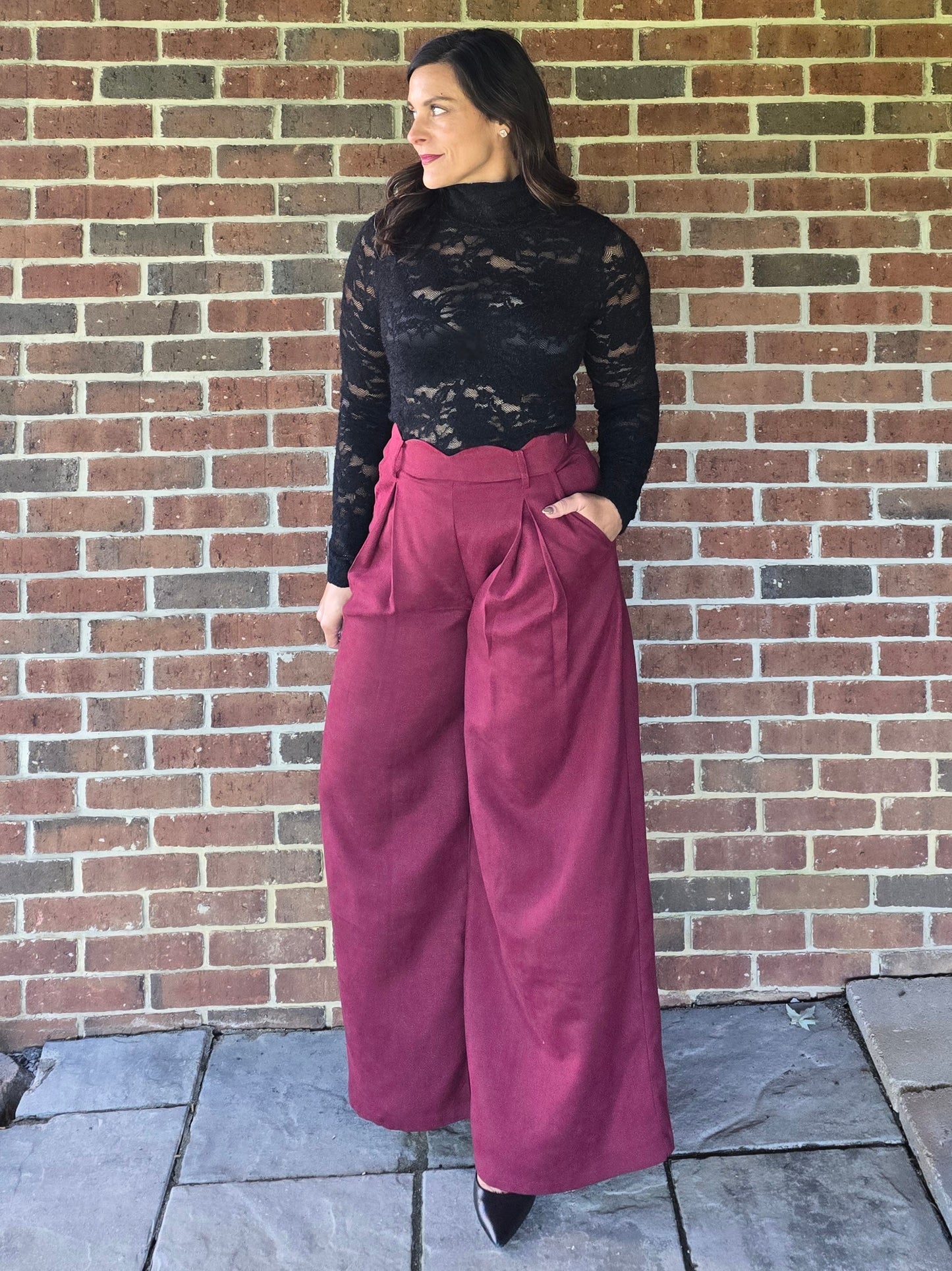 Black Lace Turtleneck Statement Top