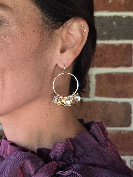 Sparkling Charm Hoops