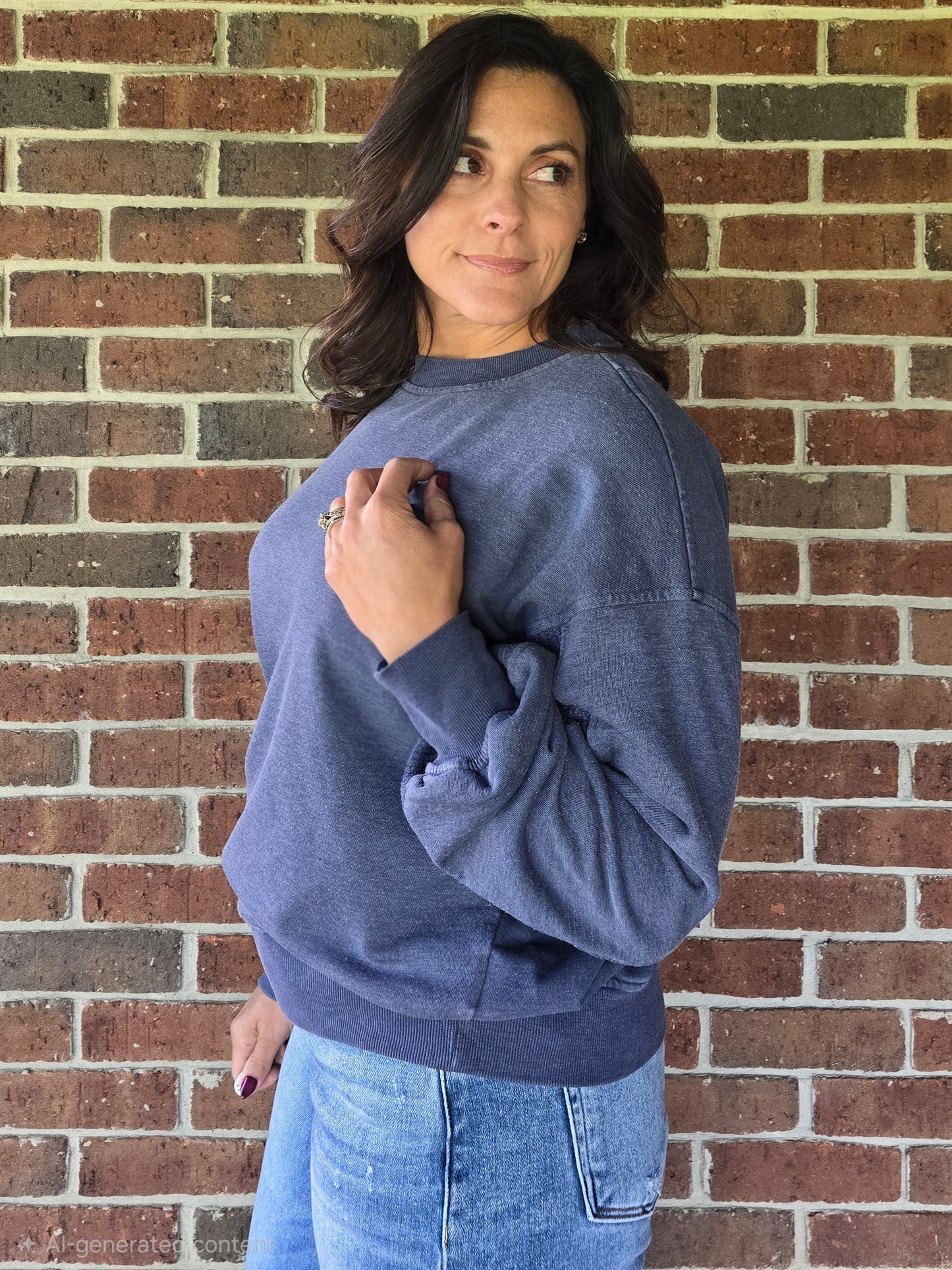 Washed Waffle Contrast Pullover