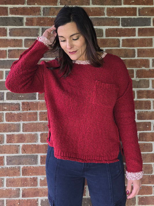 Berry Boat Neck Sweater
