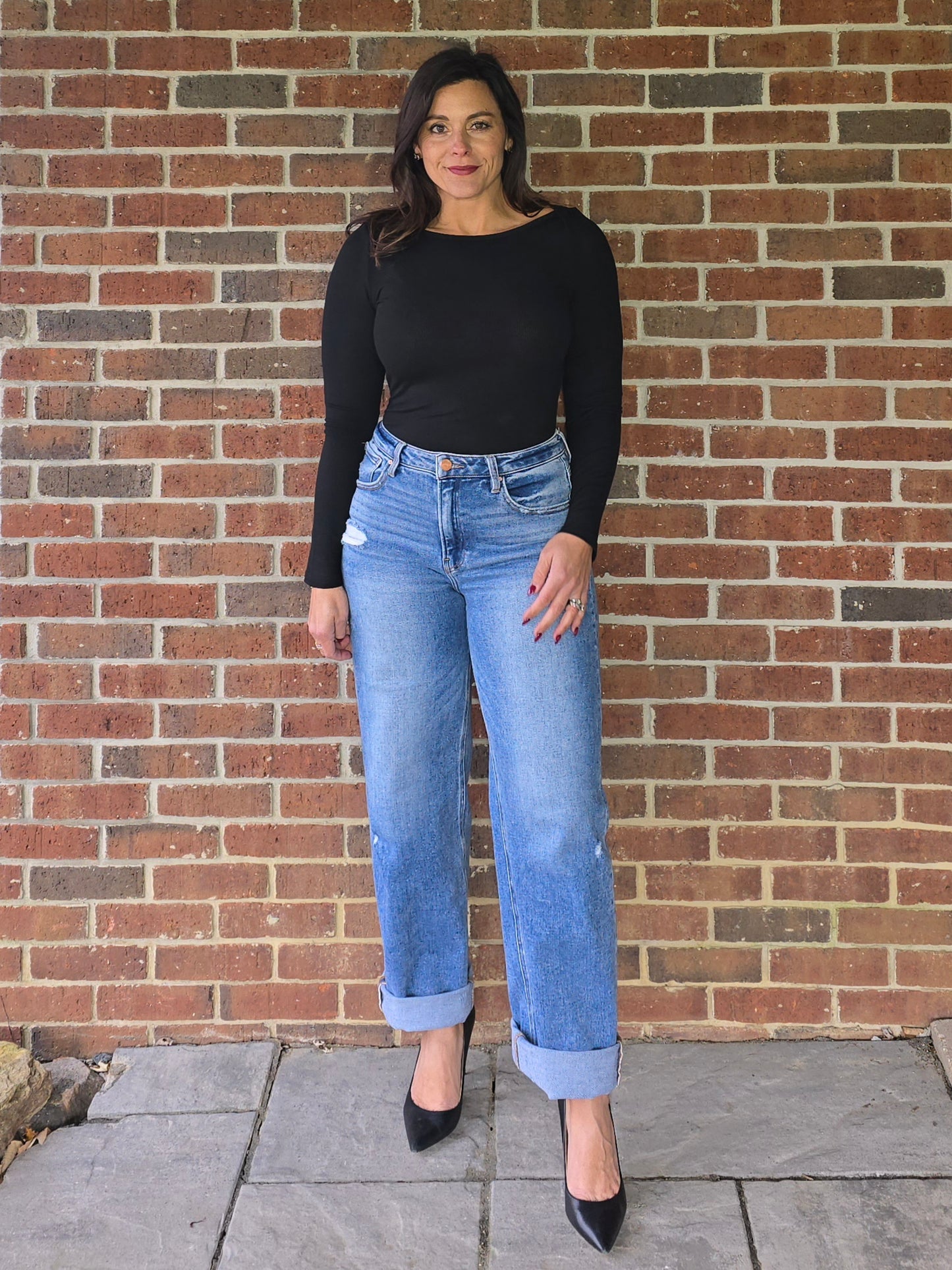 Black Micro Rib Boat Neck Bodysuit