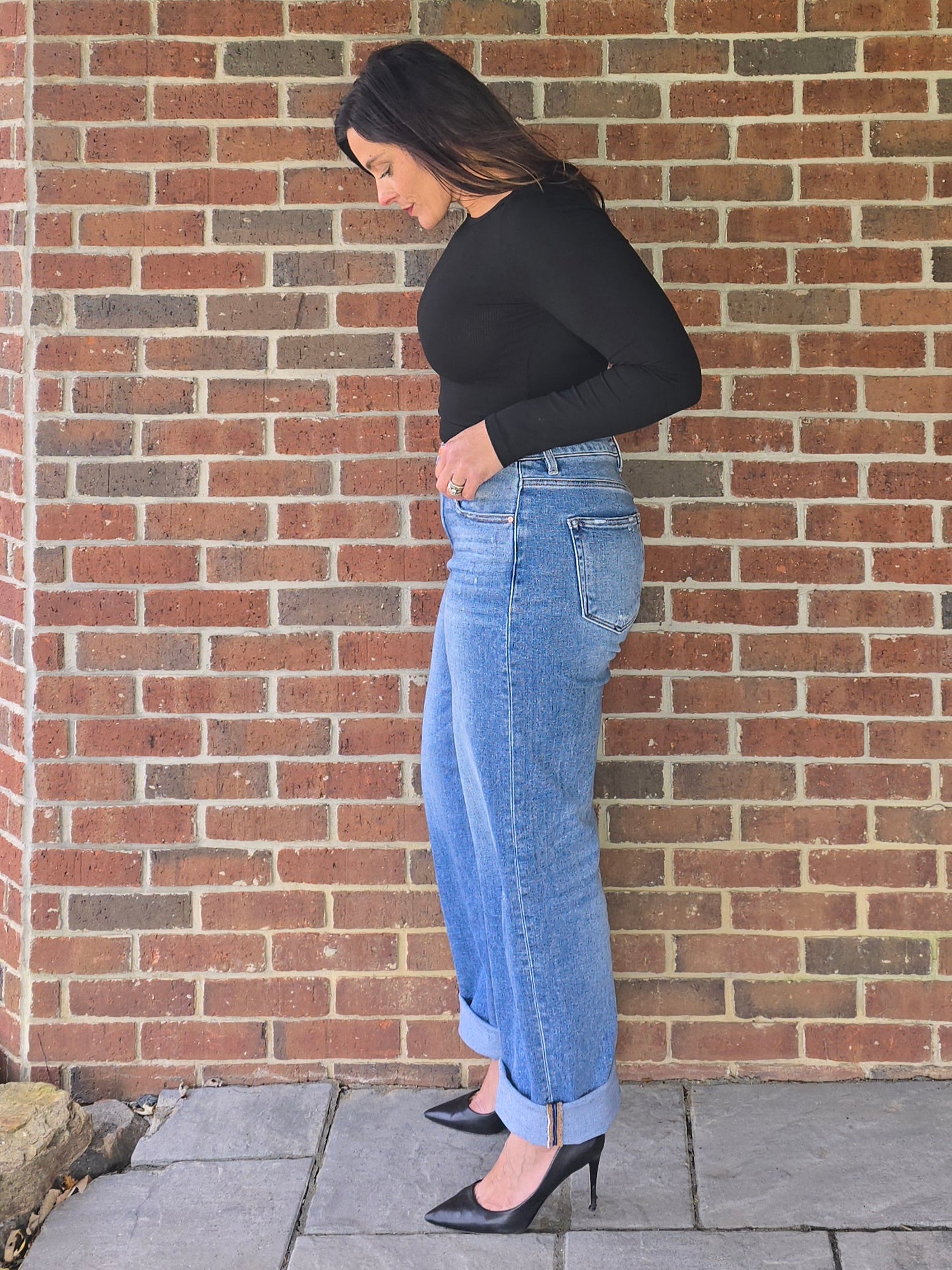 Black Micro Rib Boat Neck Bodysuit