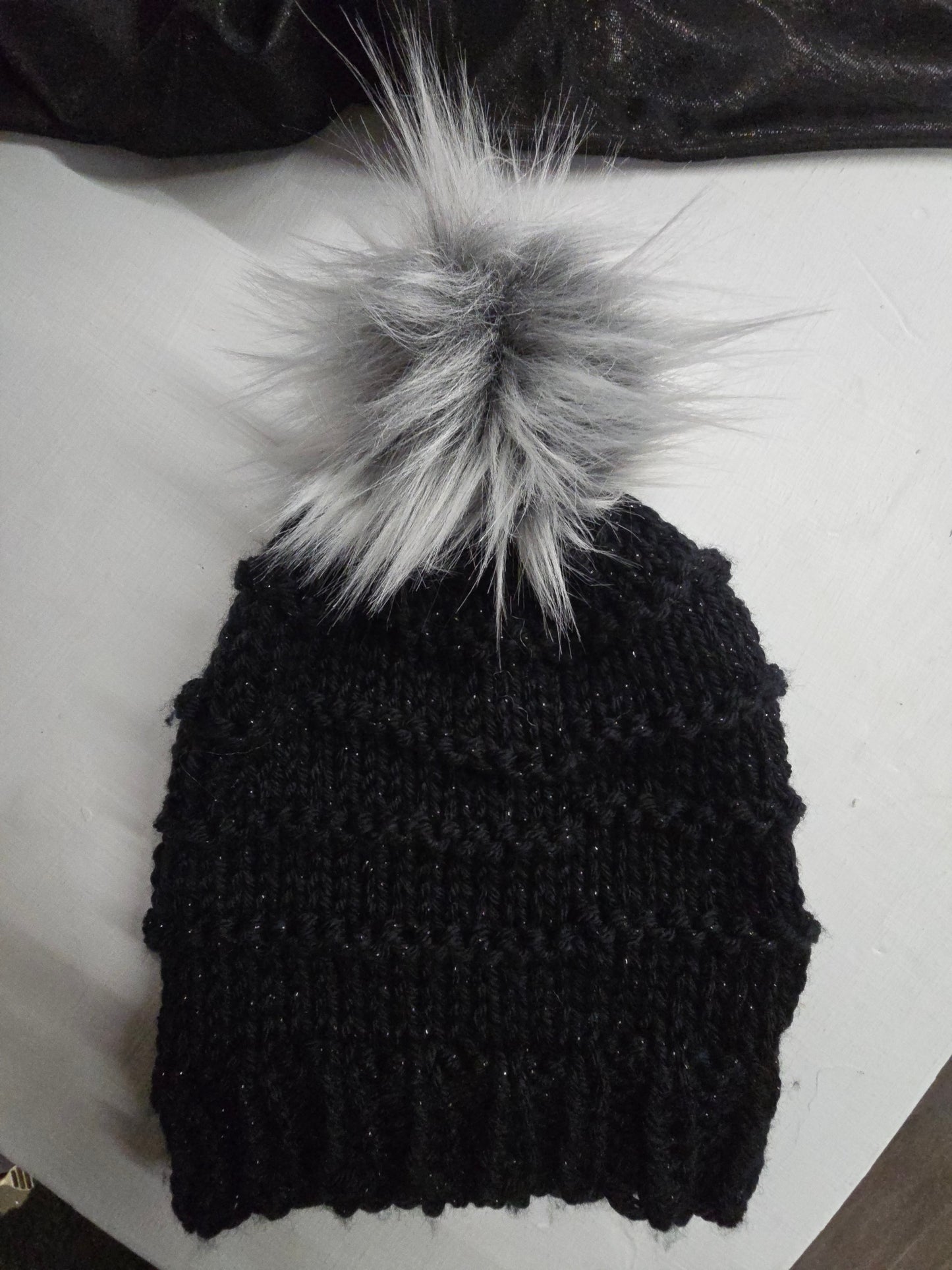 Handmade Knit Slouchy Beanie with Pom