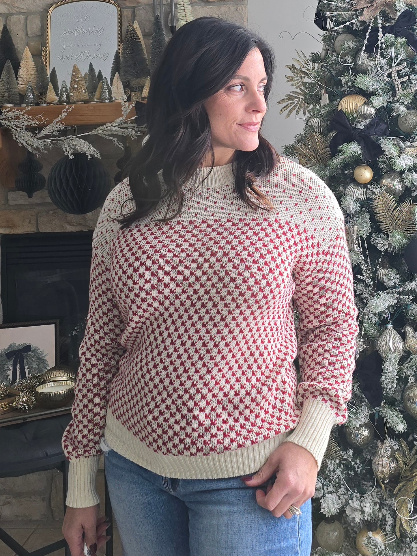 Cream + Wine Knit Sweater