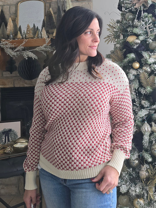Cream + Wine Knit Sweater