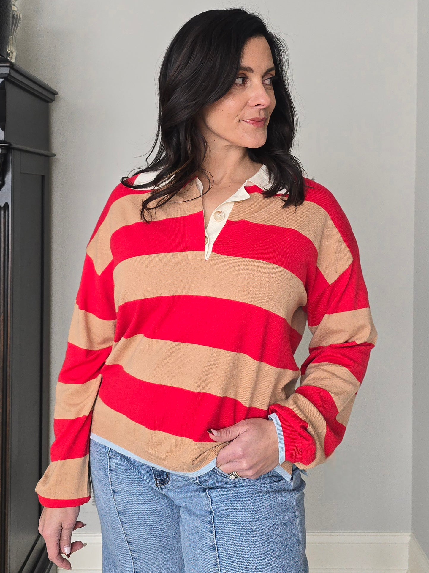 Striped Collared Rugby Sweater
