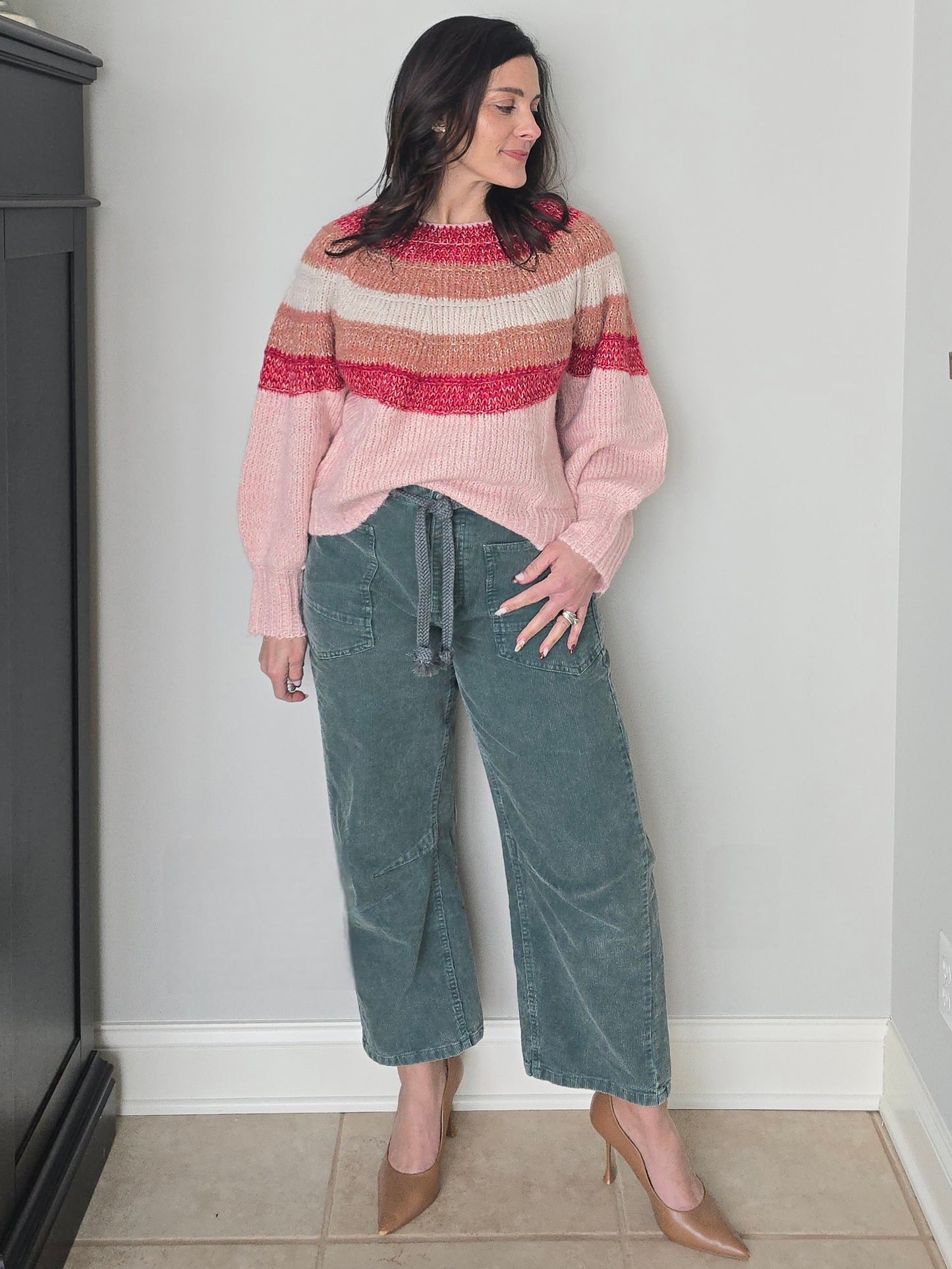 Blush Multi Stripe Pullover Sweater