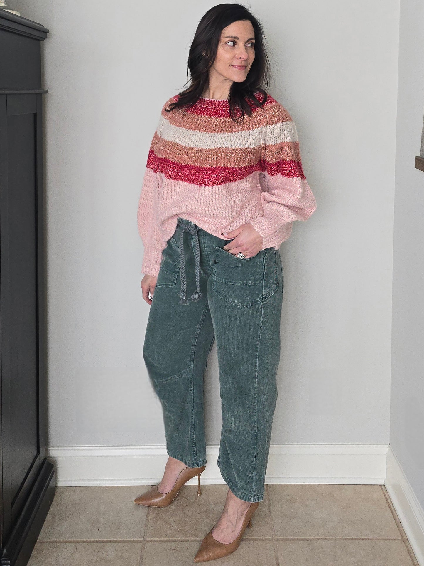 Blush Multi Stripe Pullover Sweater