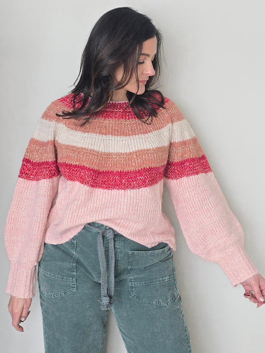 Blush Multi Stripe Pullover Sweater