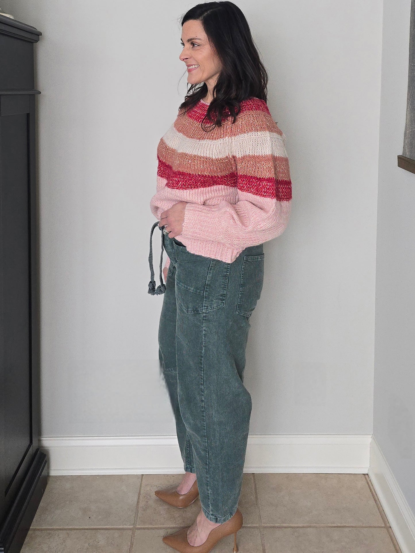 Blush Multi Stripe Pullover Sweater