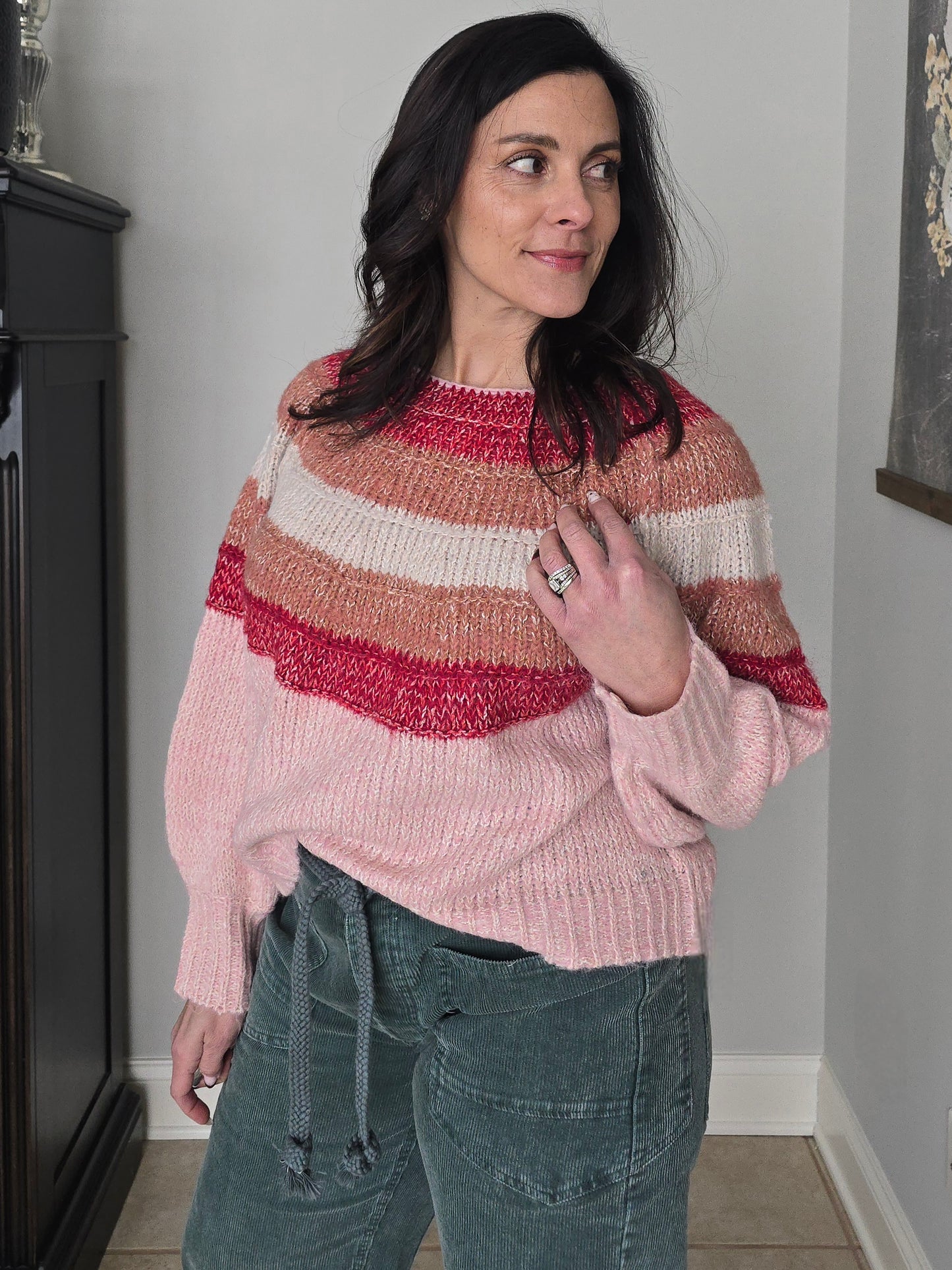 Blush Multi Stripe Pullover Sweater