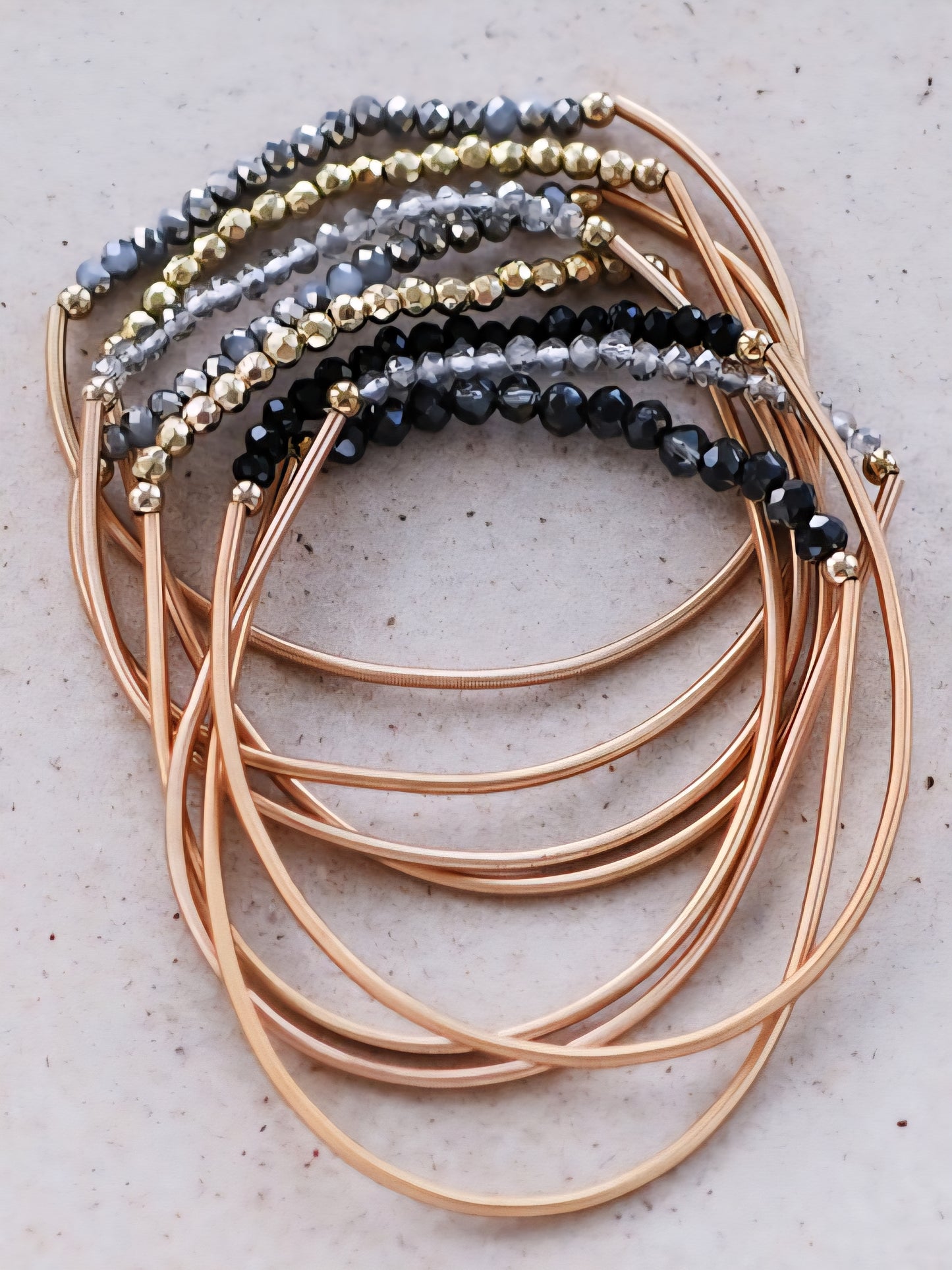 Guitar String Stretchy Stack Beaded Bracelet Set