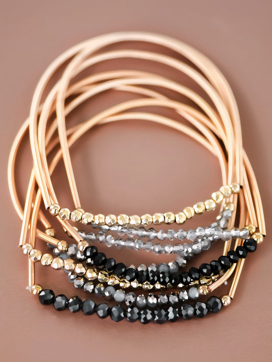 Guitar String Stretchy Stack Beaded Bracelet Set