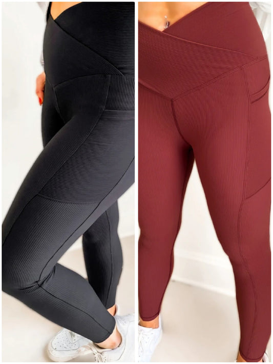 Max Sculpt Crossover Ribbed Leggings