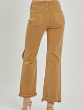 Load image into Gallery viewer, Camel High Waist Distressed Jeans
