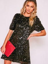 Load image into Gallery viewer, Puff Shoulder Sequin Dress
