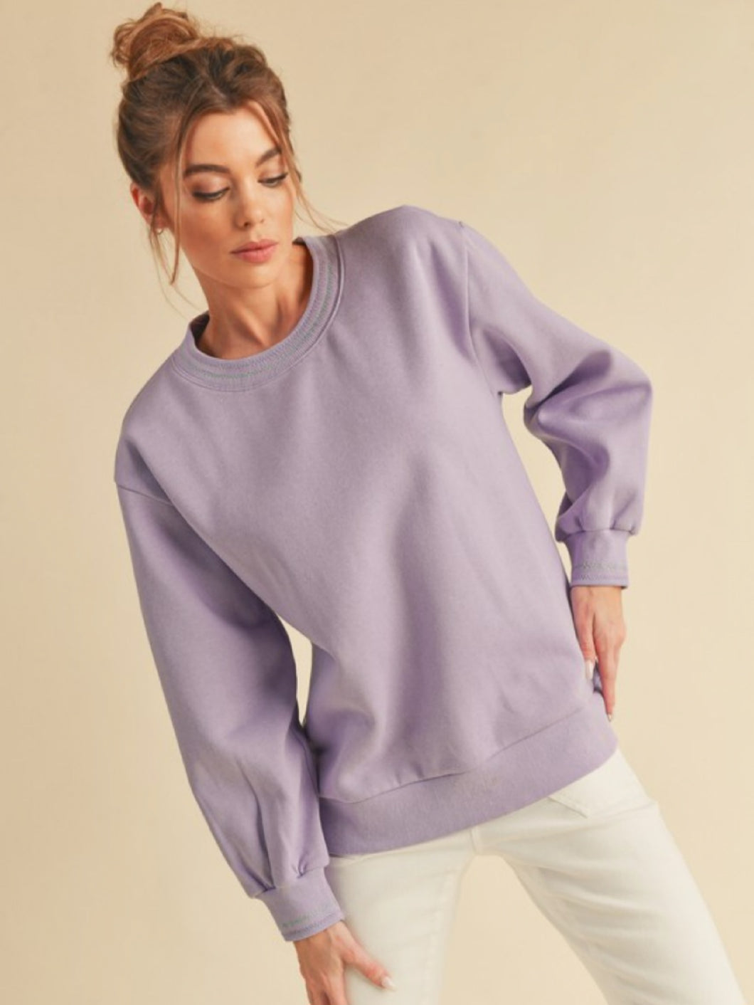 Lilac Embroidered Pullover