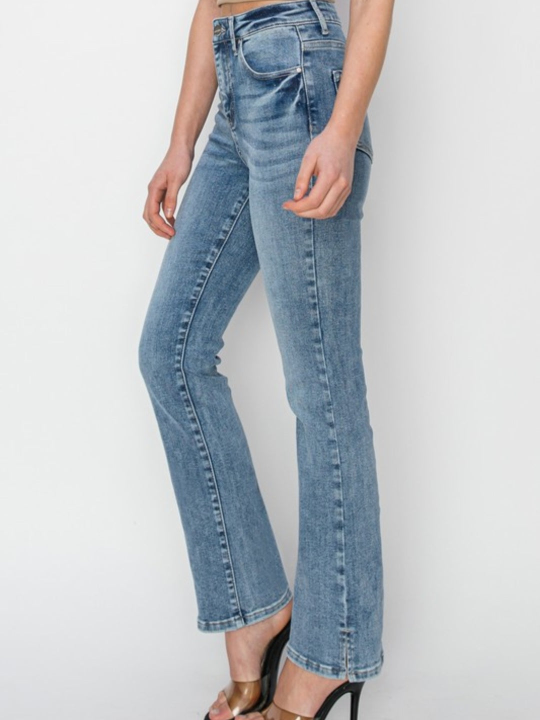 High Rise Relaxed Fit Side Slit Jeans