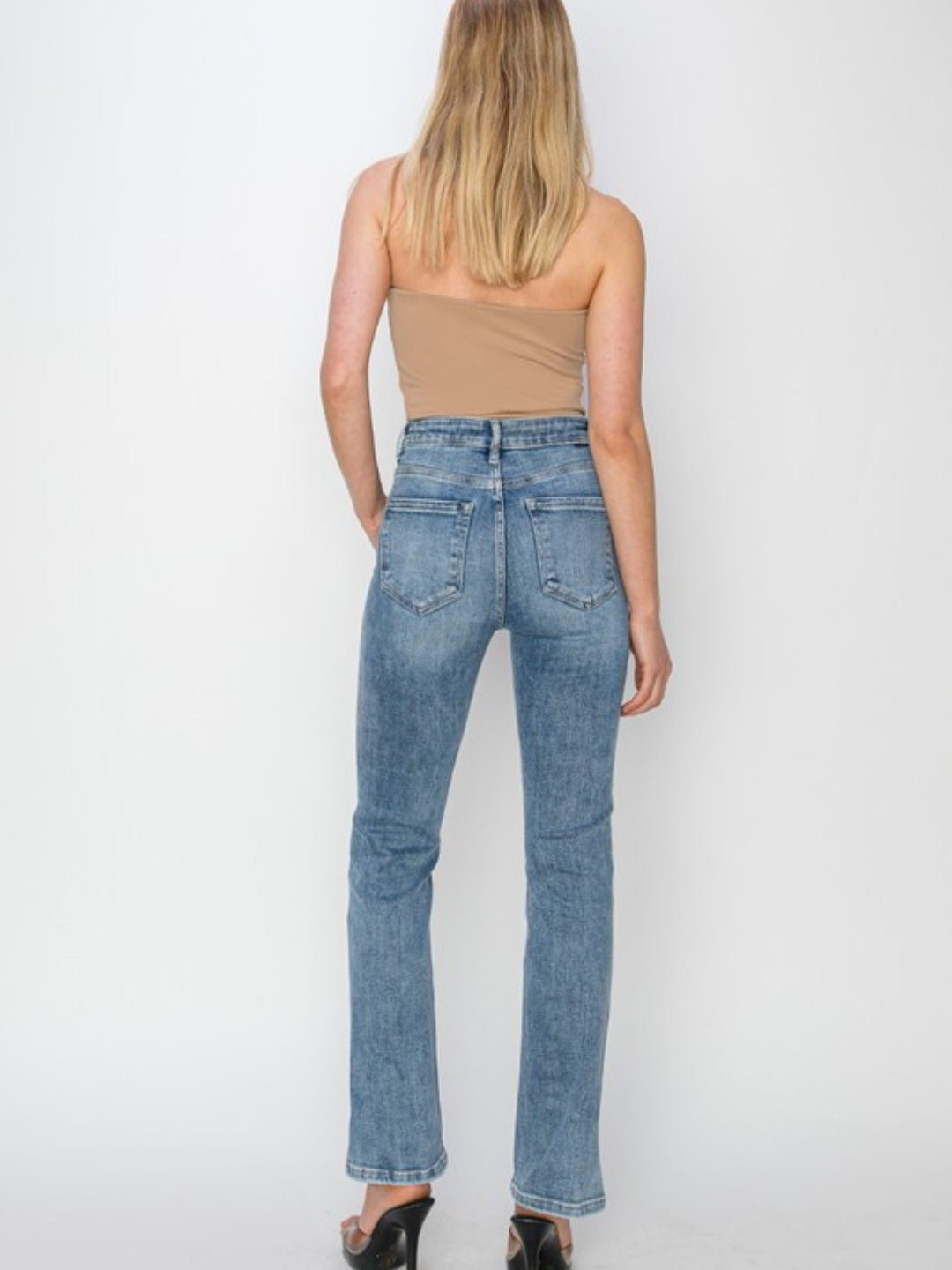 High Rise Relaxed Fit Side Slit Jeans