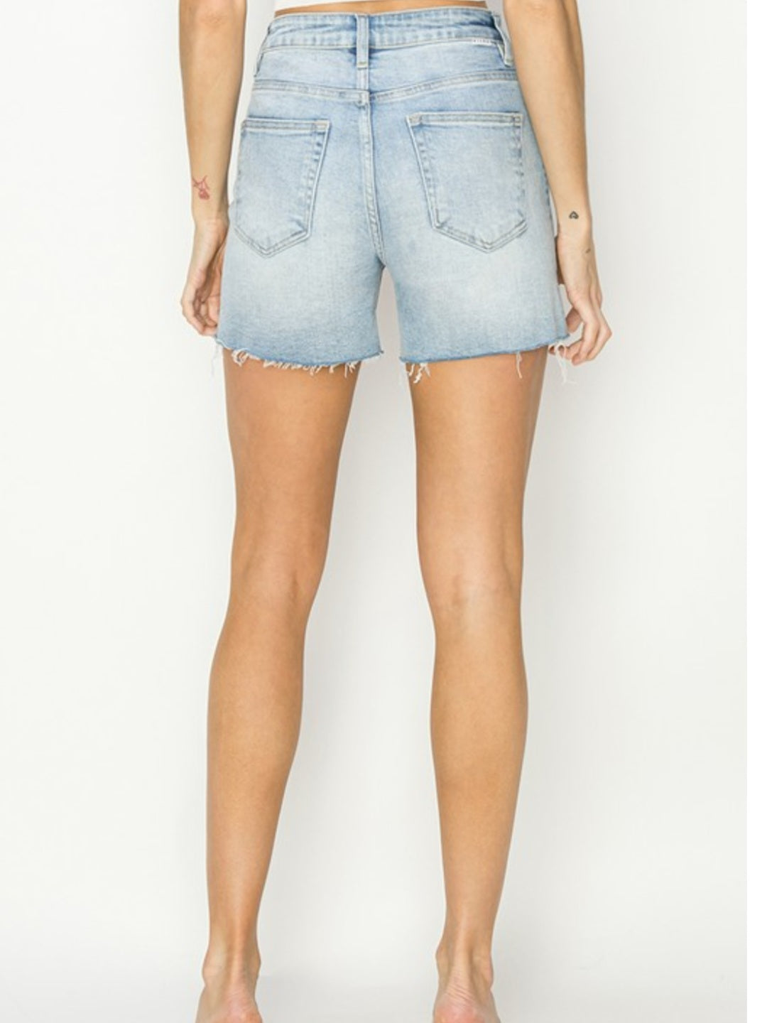 High Rise Cut Off Side Slit Jean Shorts