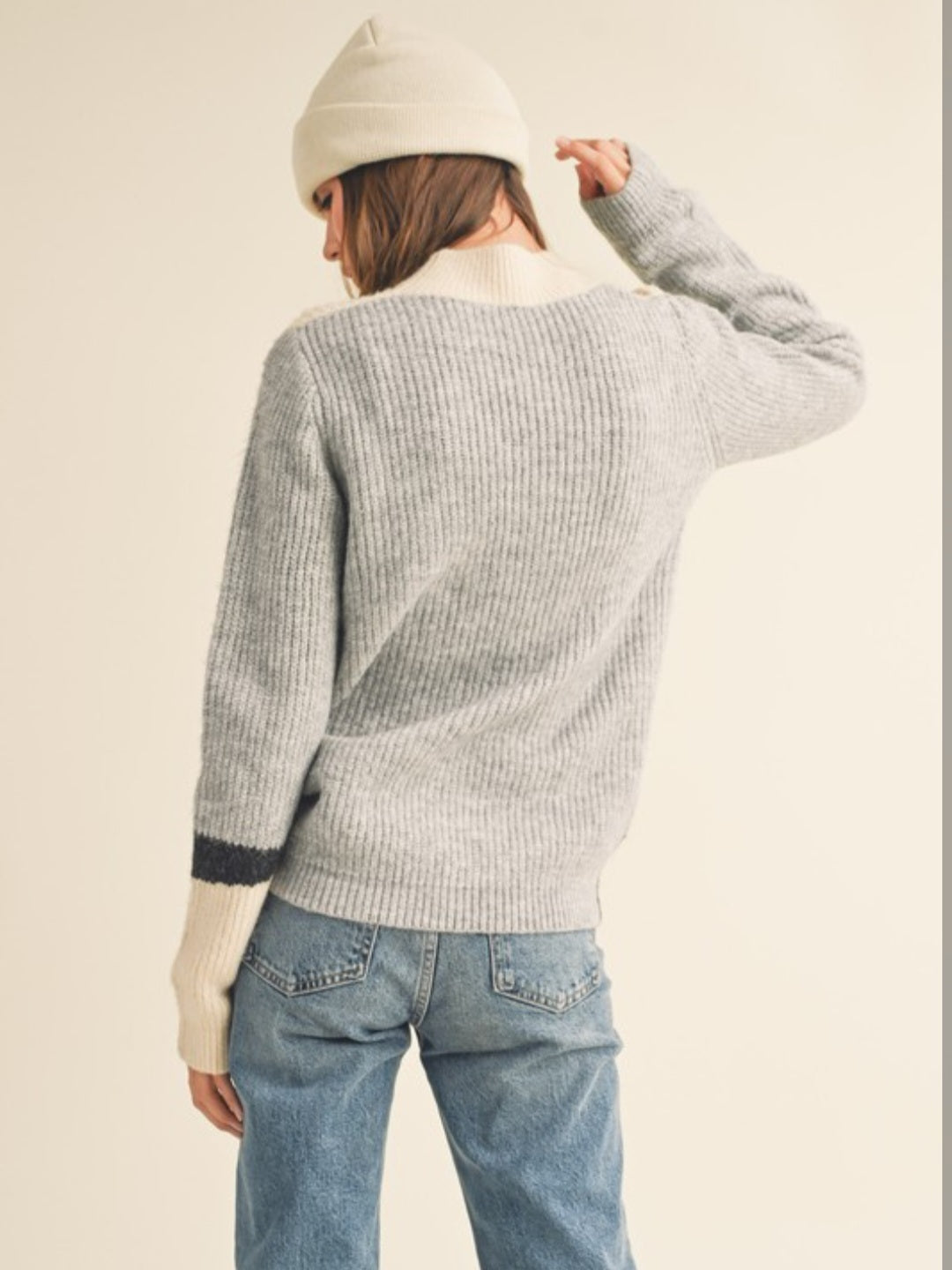 Grey Color Block Sweater