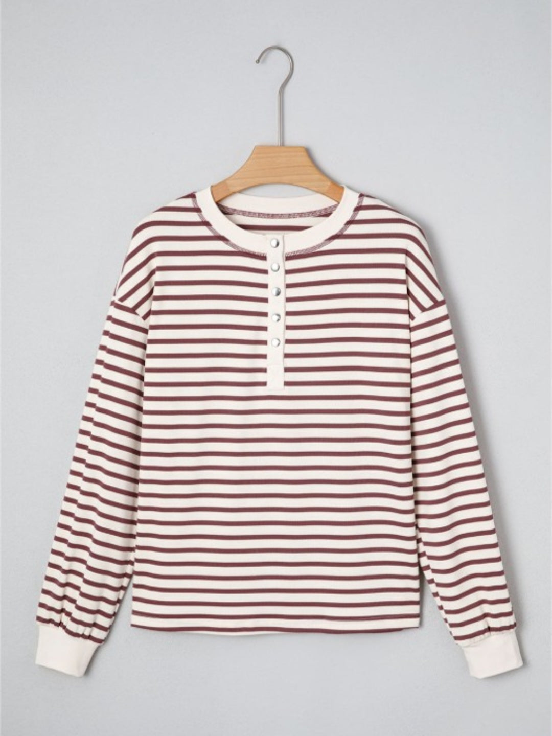 Striped Henley Snap Top