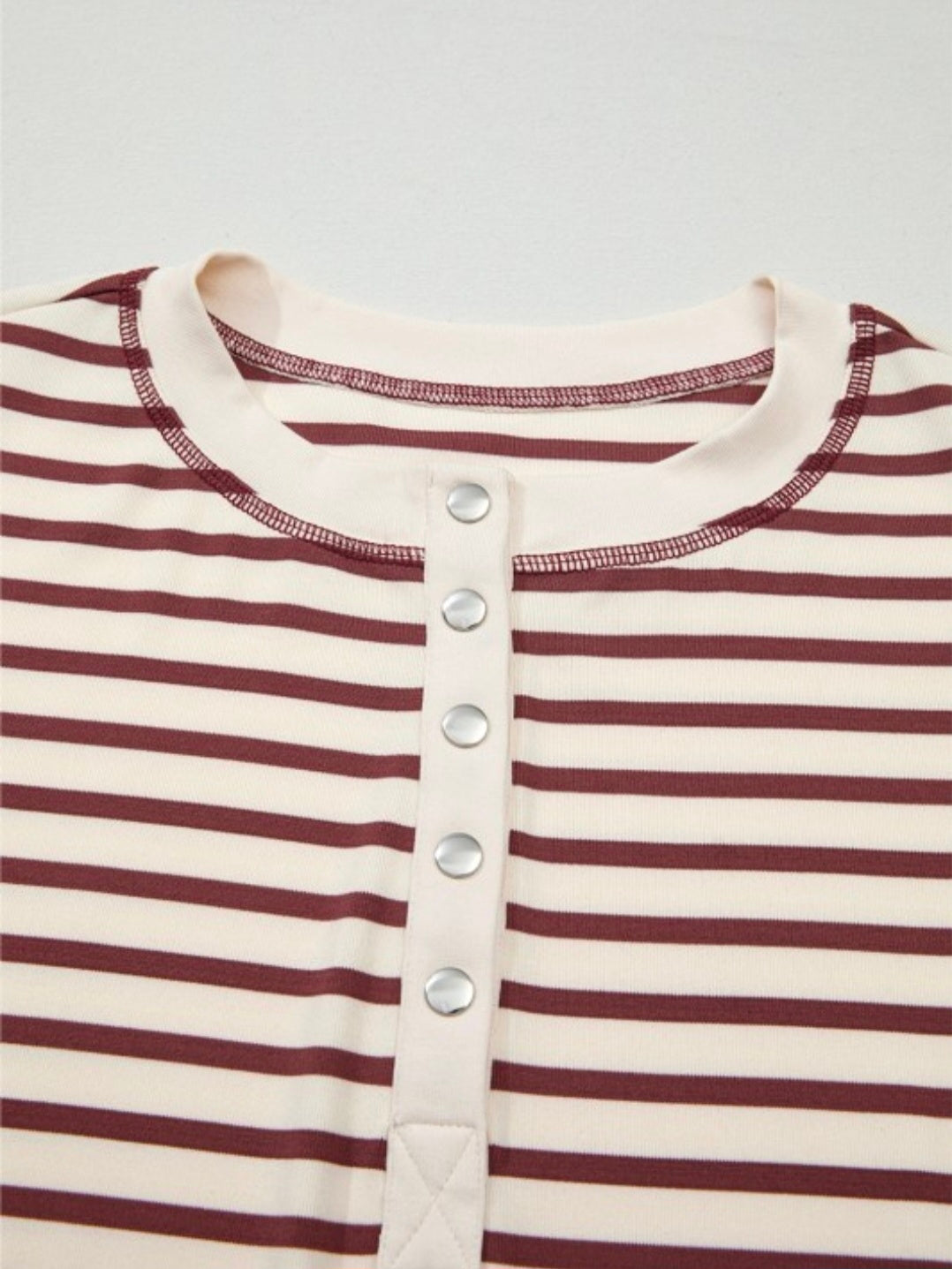 Striped Henley Snap Top